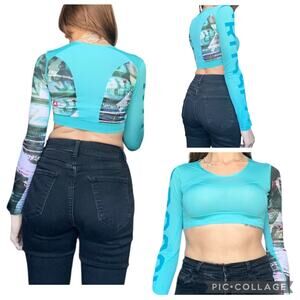 Reebok X Crossfit women’s medium long sleeve cropped activewear compression top